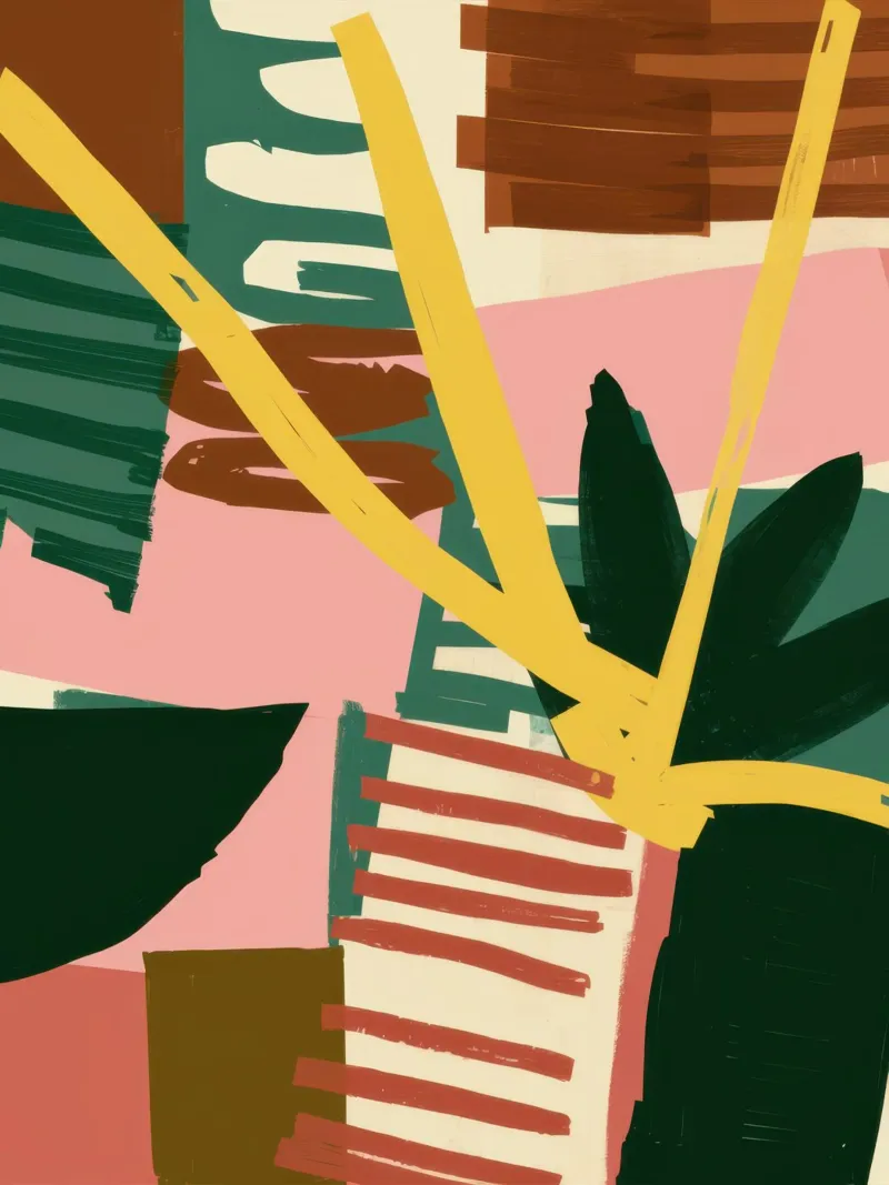 Vaso a righe Tropics poster con telaio in legno da Enter Bloom