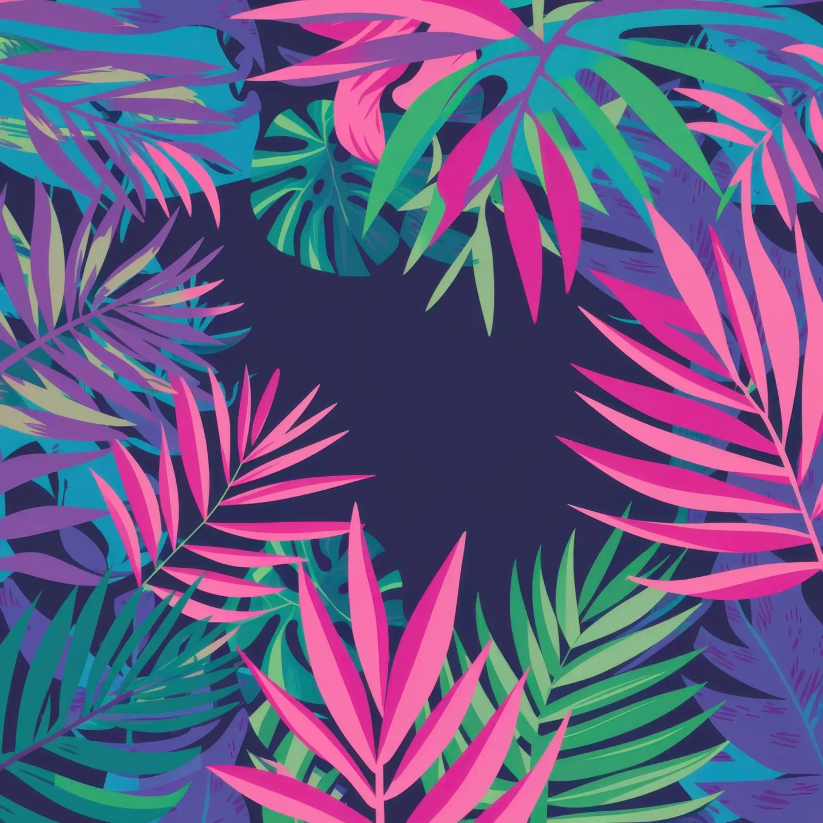 Notte delle palme Synthwave tela con Cornice a cassetta da Orchid Patina