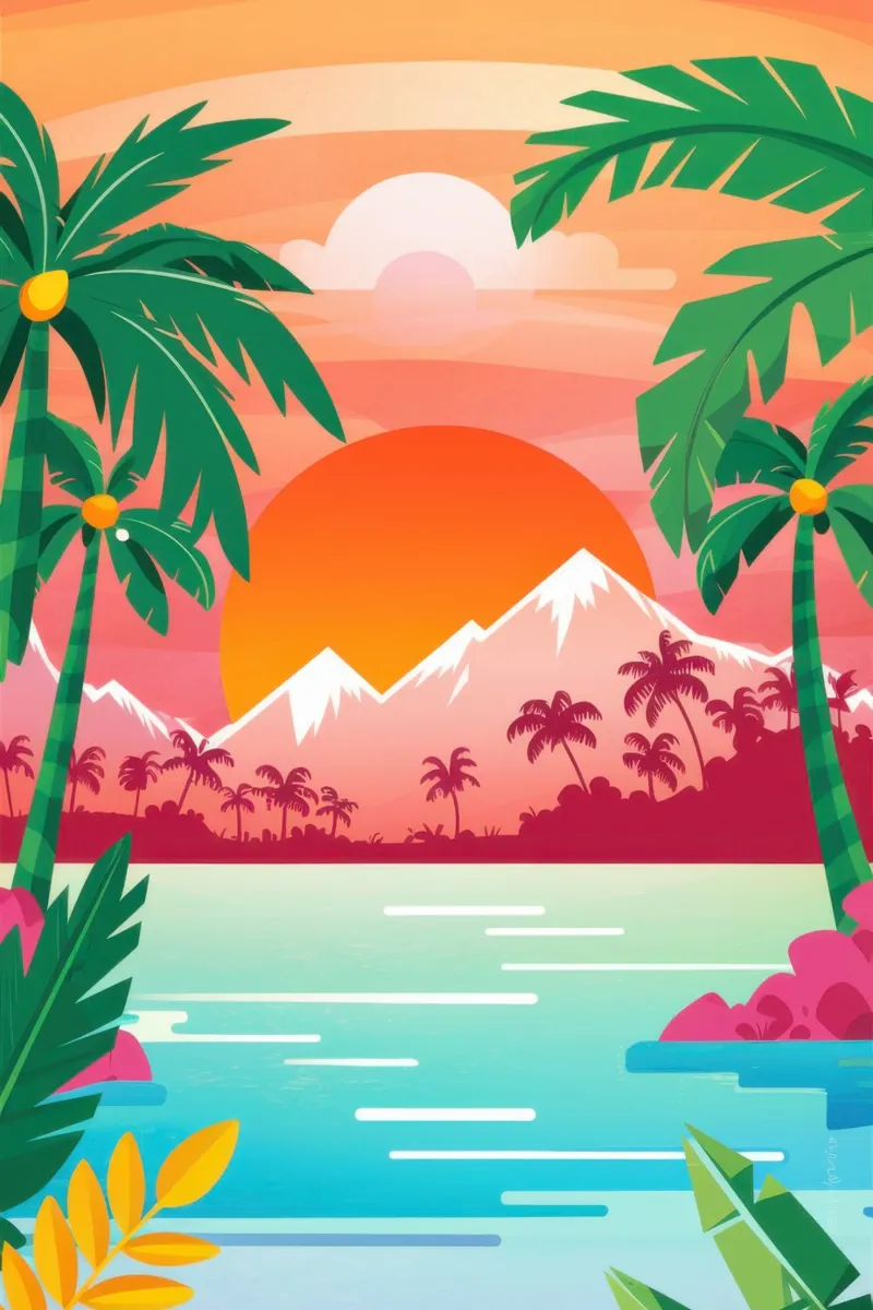 Sonnenuntergang in der Vulkanbucht Leinwand mit Schattenfugenrahmen von Enter Bloom
