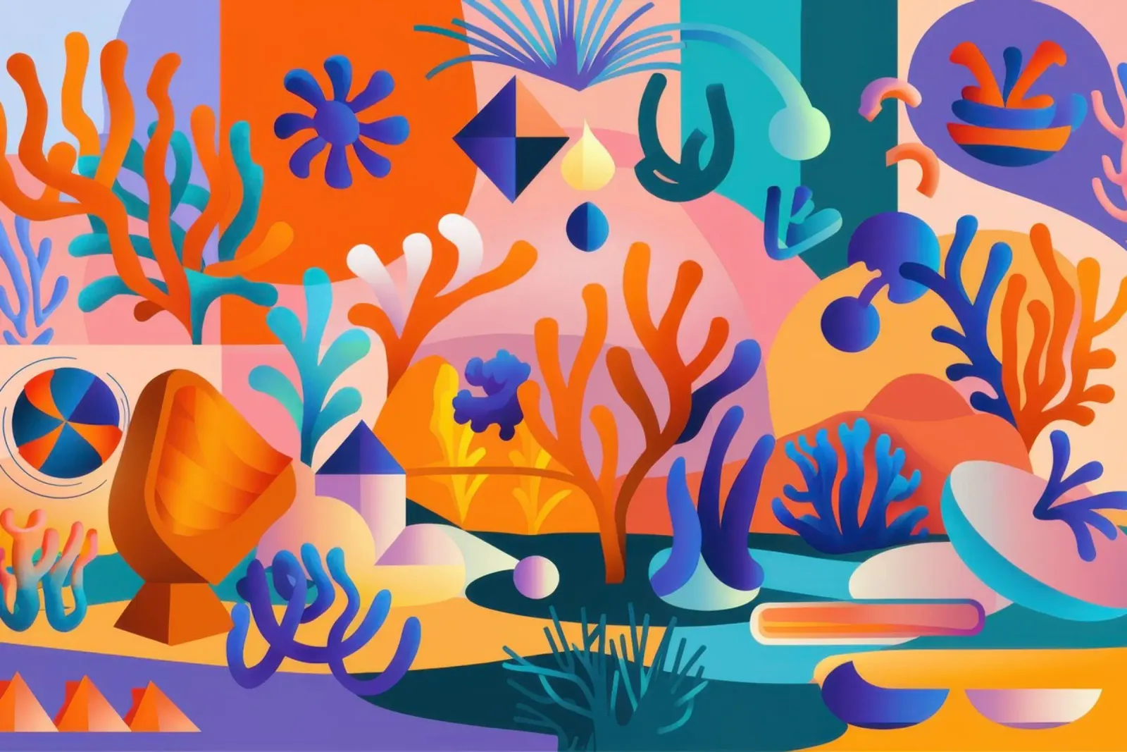Koraalrif fantasie canvas met Baklijst van Frame Aura