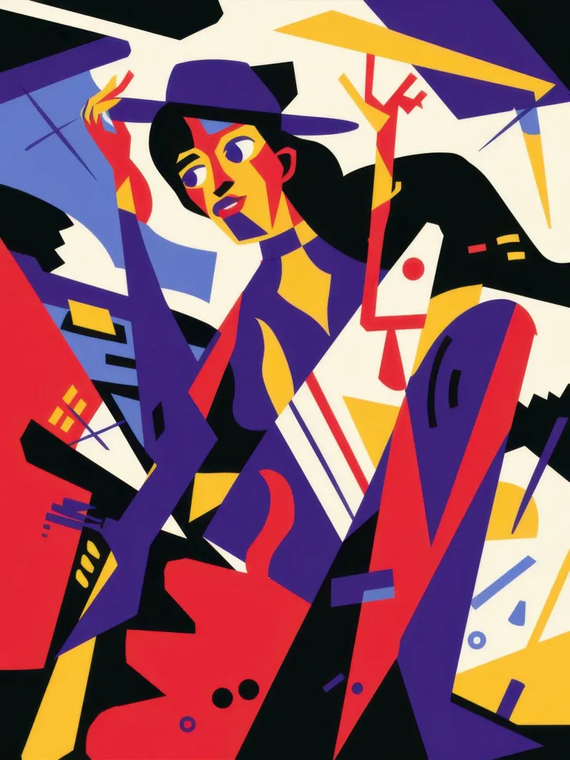 Vita notturna cubista Jazz poster da Enter Bloom