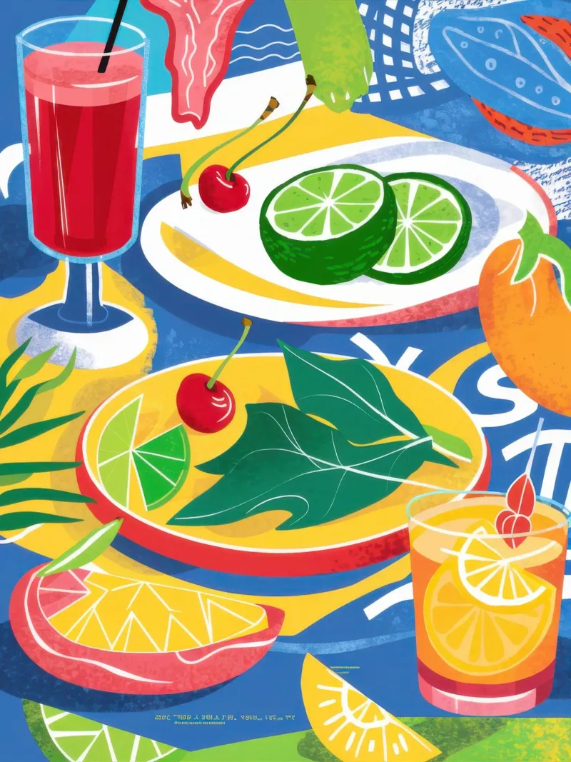 Pranzo tropicale tela con Cornice a cassetta da Enter Bloom