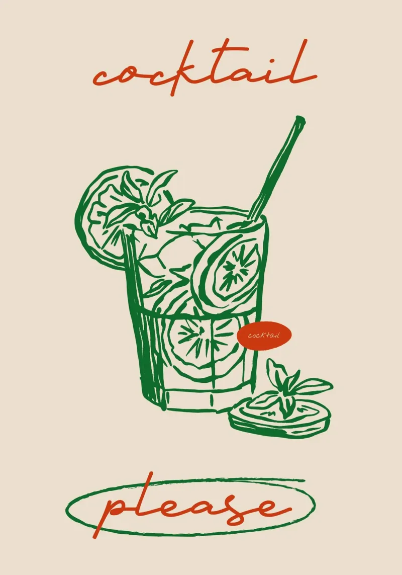 Boho Food 5 Cocktail Please poster da Boho Print Collection
