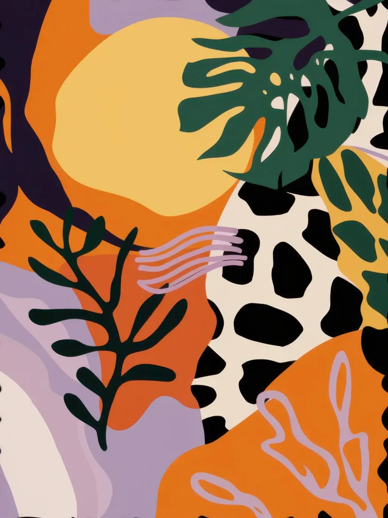 Collage Safari Sun poster con telaio in alluminio da Enter Bloom