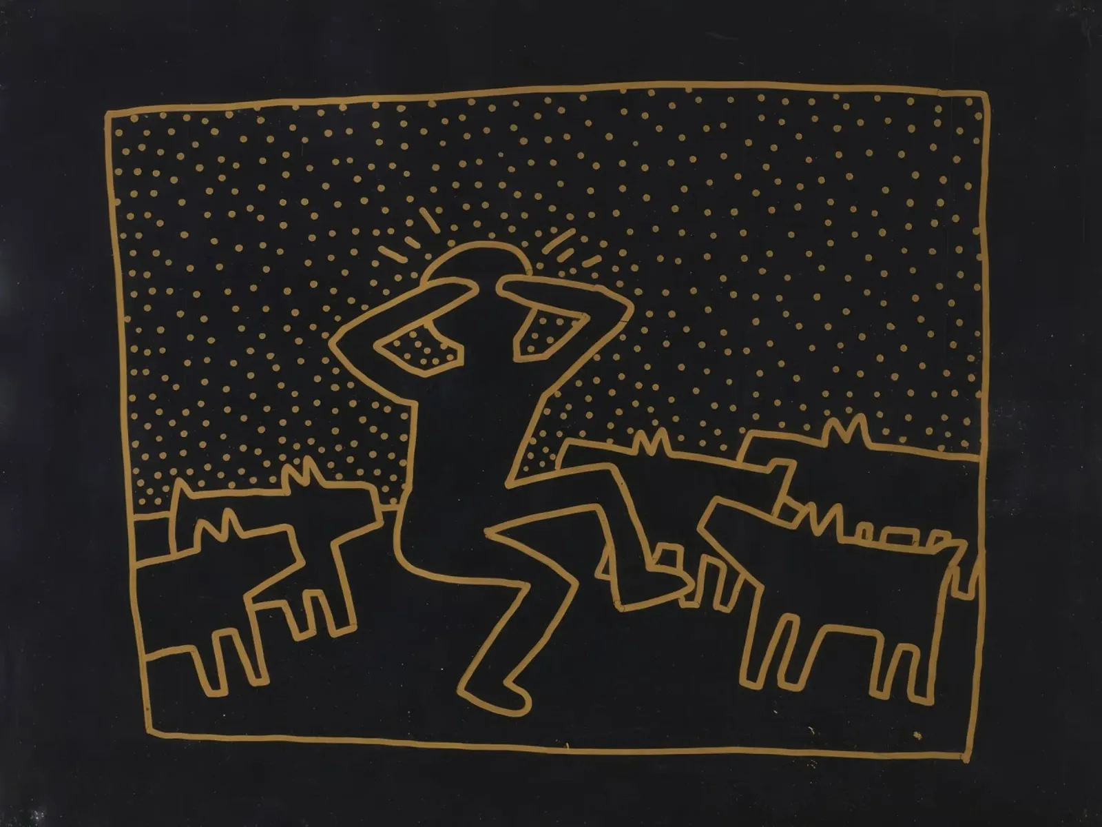 Keith Haring "Untitled" Pop Art Wall Poster canvas with Floater frame by ClubArt