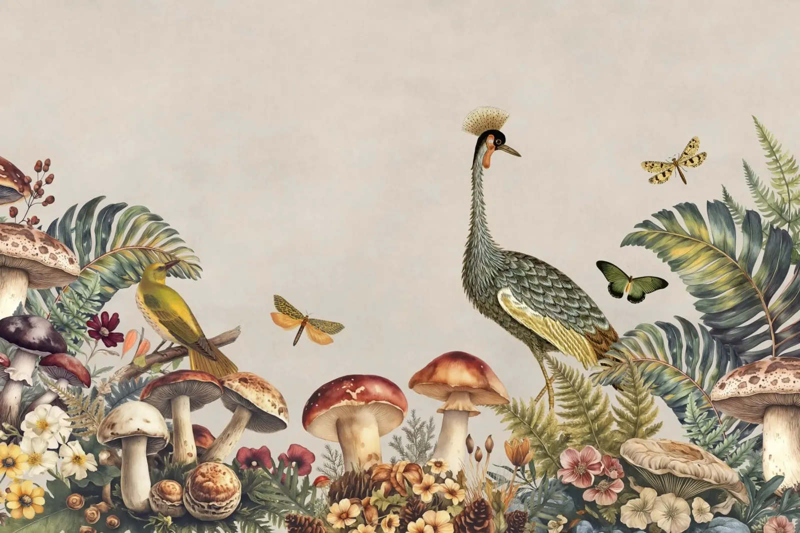 Waldkranich Woodland Vibes Leinwand mit Schattenfugenrahmen von Andrea Haase Vintage World