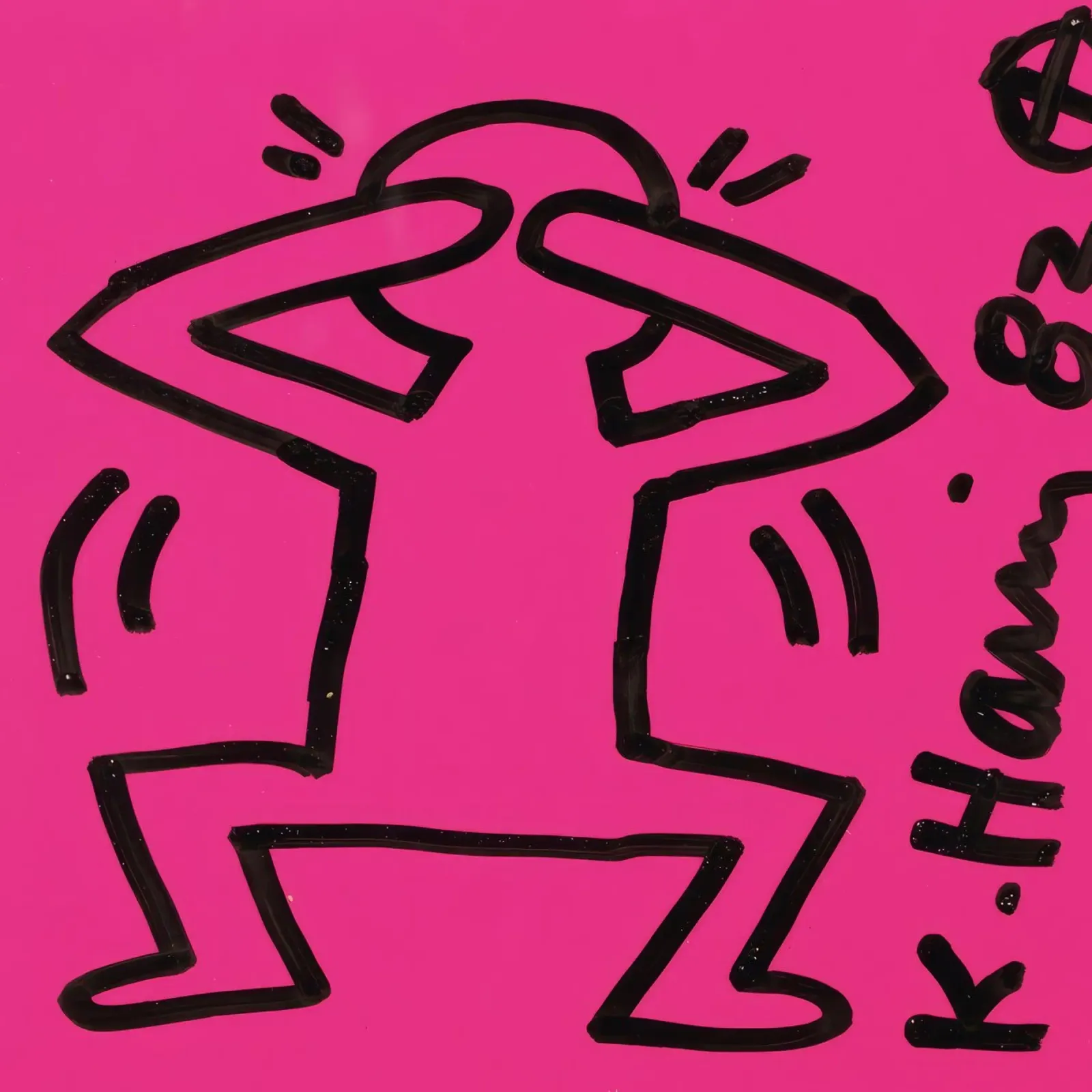 Keith Haring "Senza titolo" Poster Pop Art Uomo Rosa poster con telaio in plastica da ClubArt
