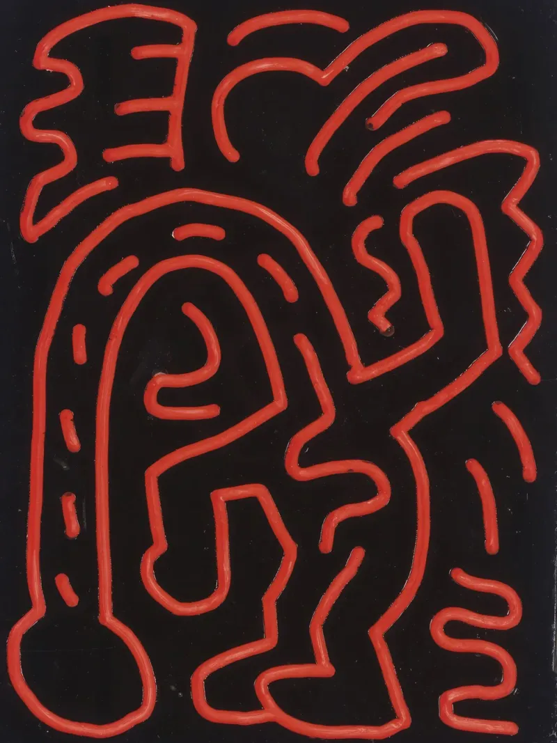 Keith Haring "Untitled", poster pop art con labirinto rosso poster da ClubArt