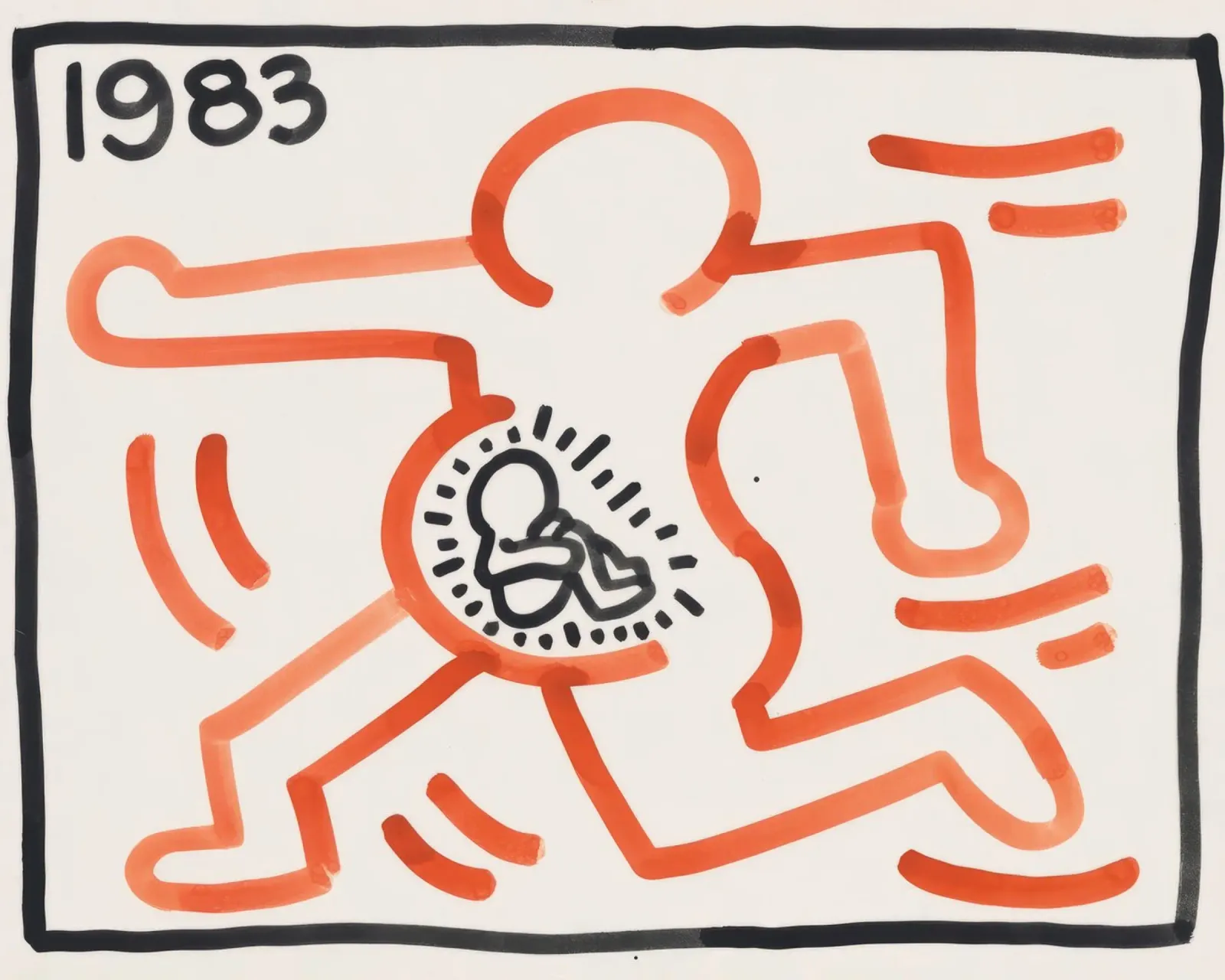 Poster di Gravidanza Pop Art "Senza Titolo" di Keith Haring poster con telaio in legno da ClubArt