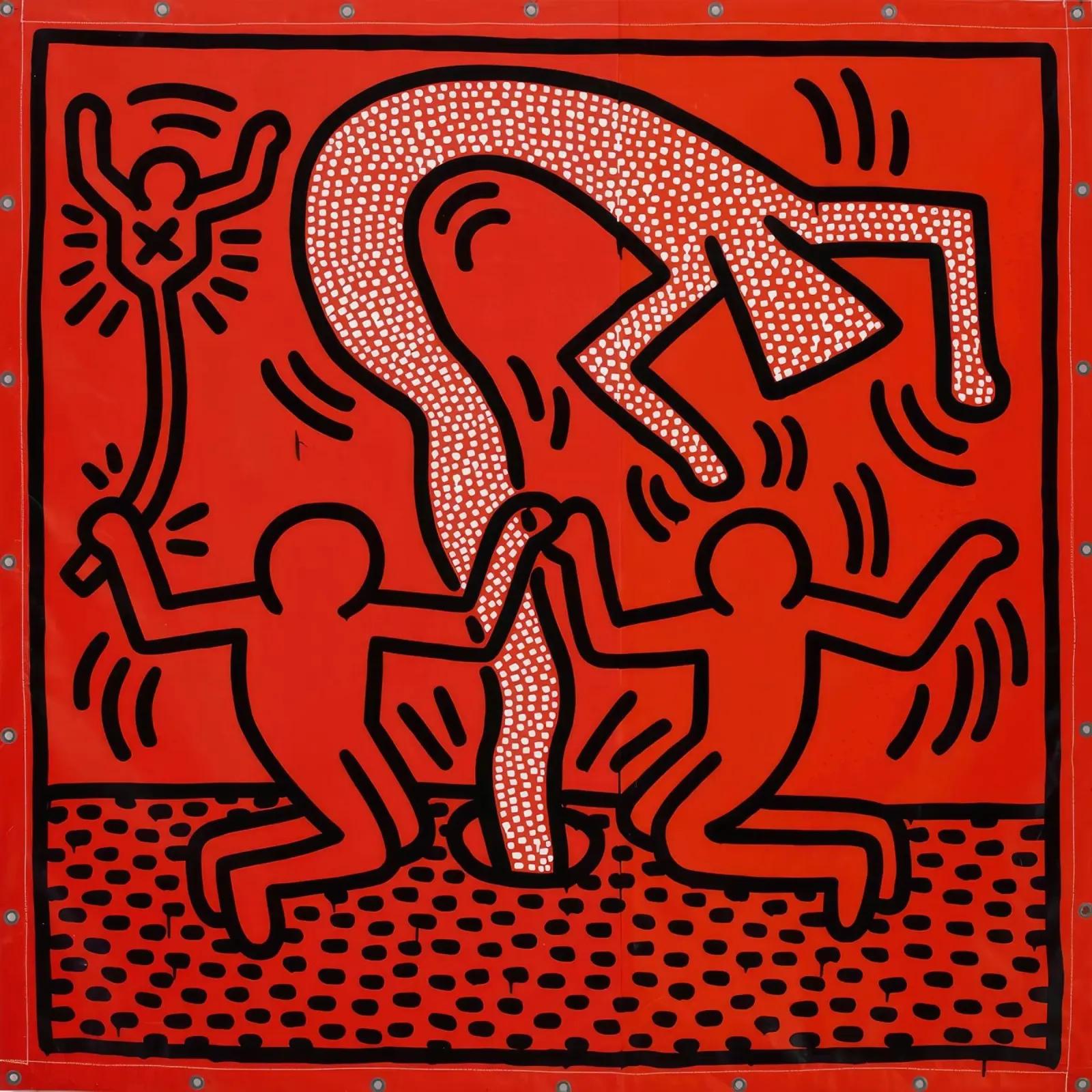 Keith Haring "Zonder titel" Pop Art Menselijke Vortex Poster canvas met Baklijst van ClubArt