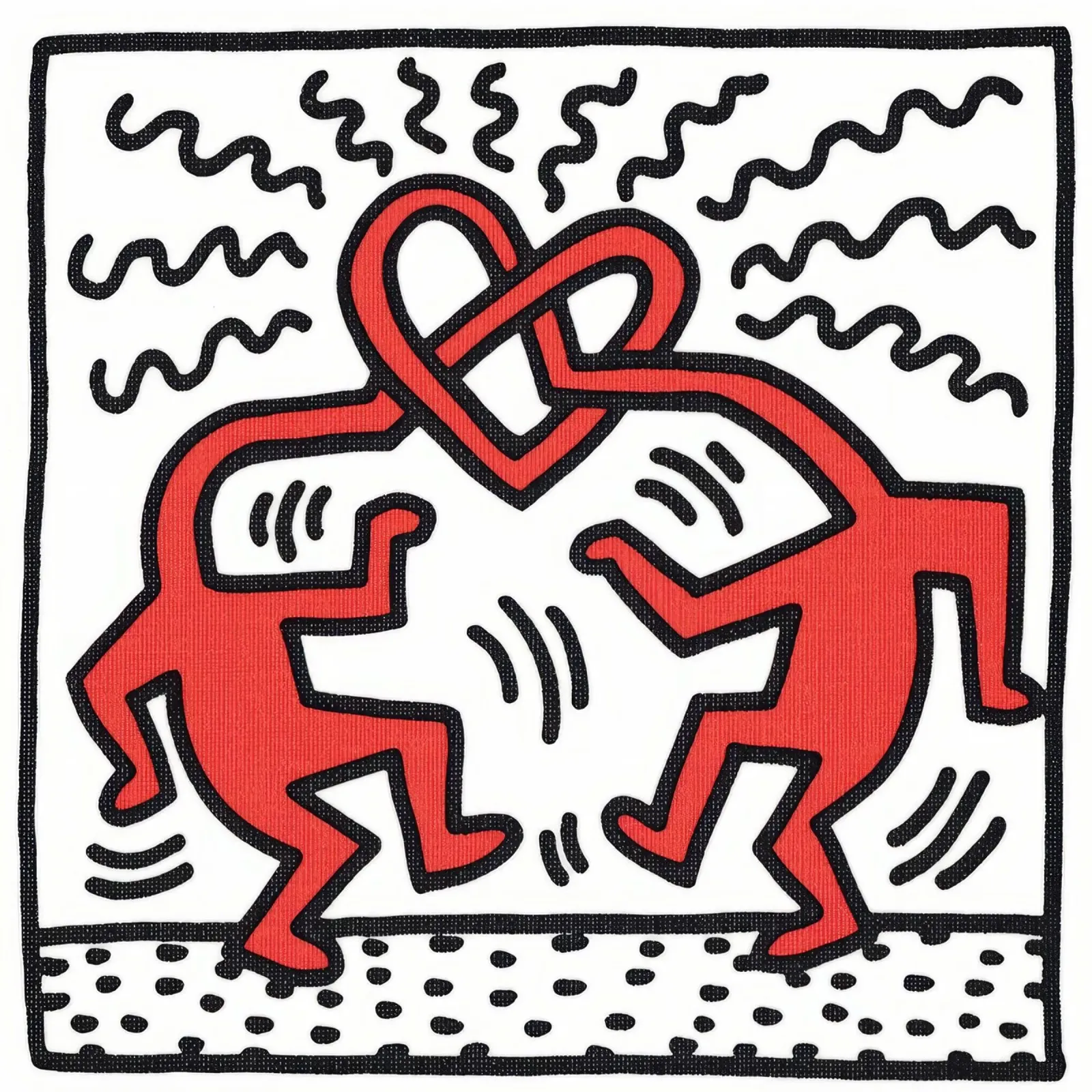Keith Haring "Zonder titel" Pop Art Liefdes Poster canvas met Baklijst van ClubArt