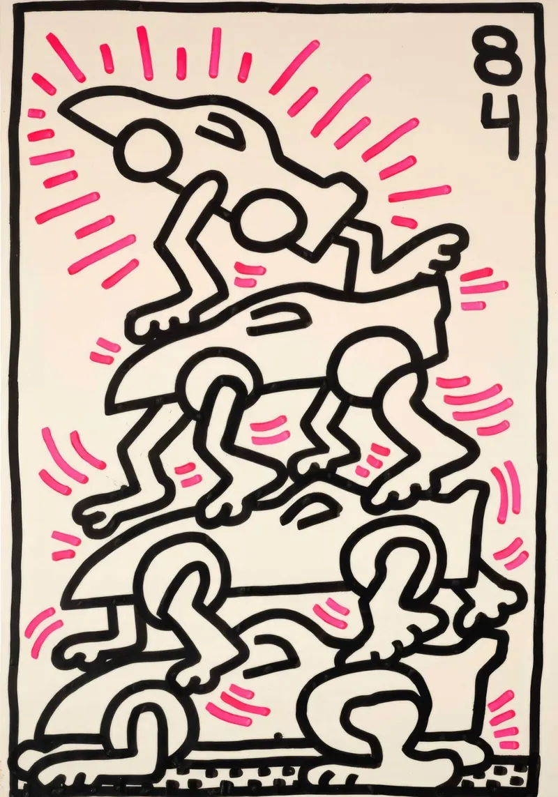 Poster da corsa Pop Art "Le Mans" di Keith Haring poster con telaio in plastica da ClubArt