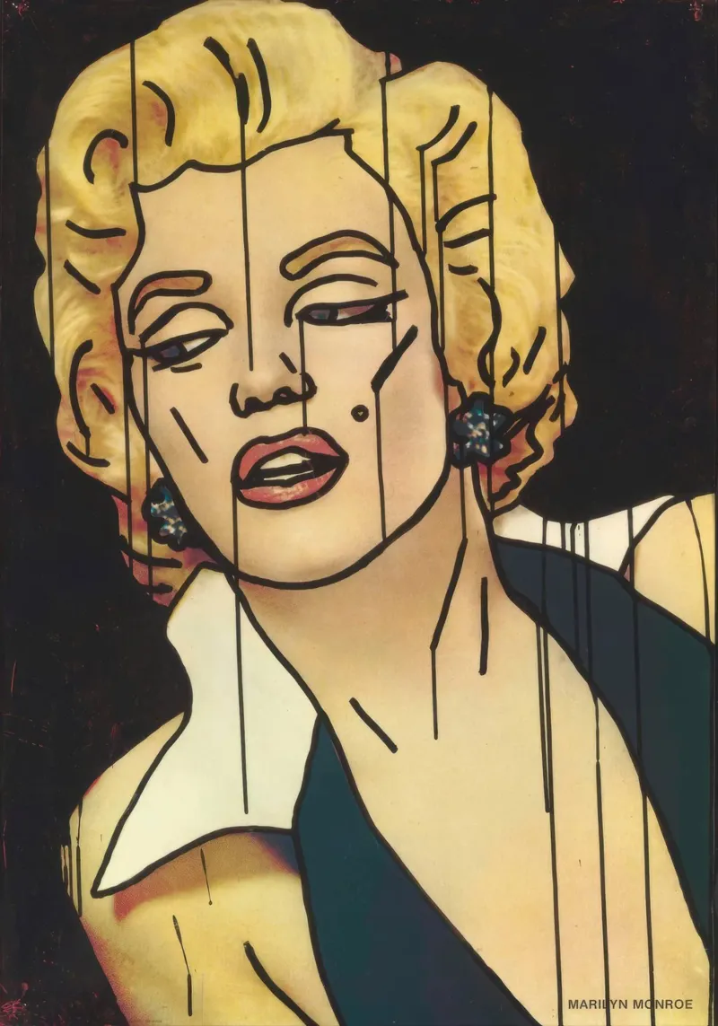 Keith Haring "Marilyn" Pop Art Portrait Poster Poster mit Aluminium Rahmen von ClubArt