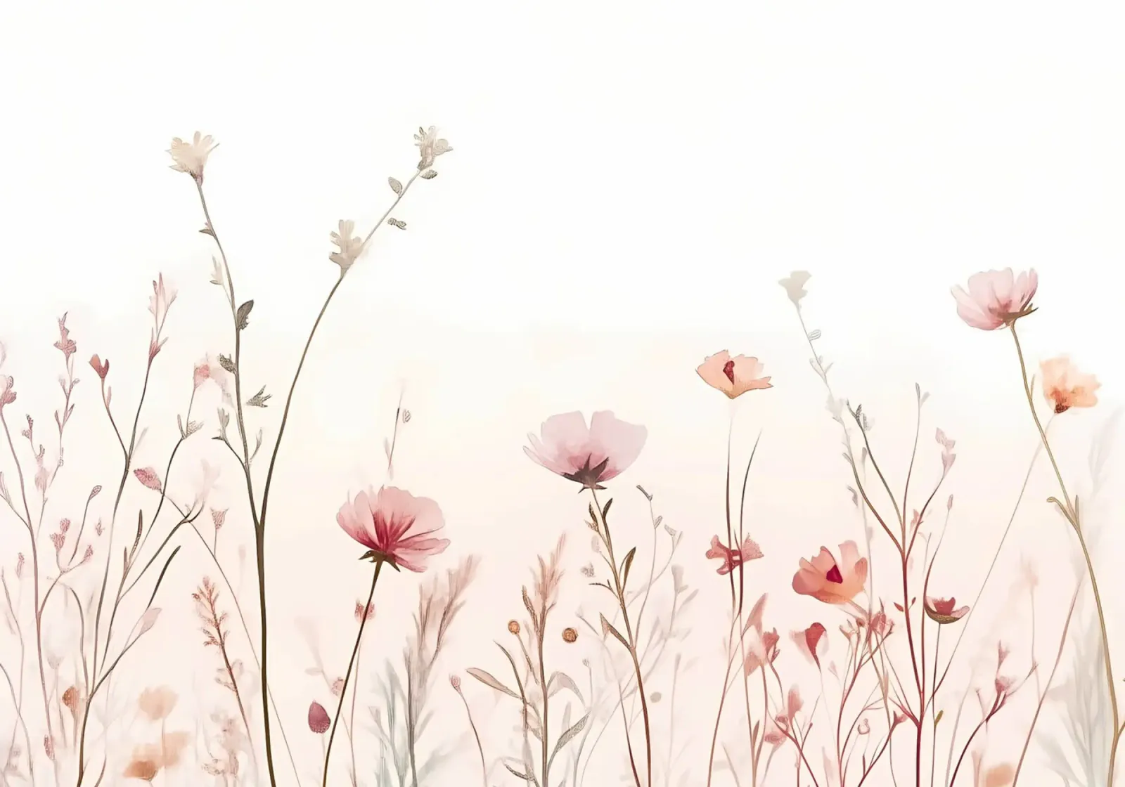 Ätherische Aquarell Wildblumen Landschaft drucken Leinwand mit Schattenfugenrahmen von vintagepod