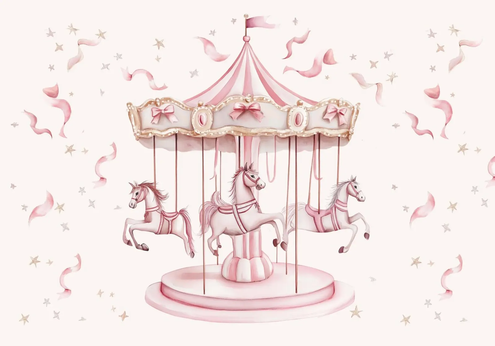 Carosello stravagante di cavalli rosa per l'asilo nido poster da vintagepod