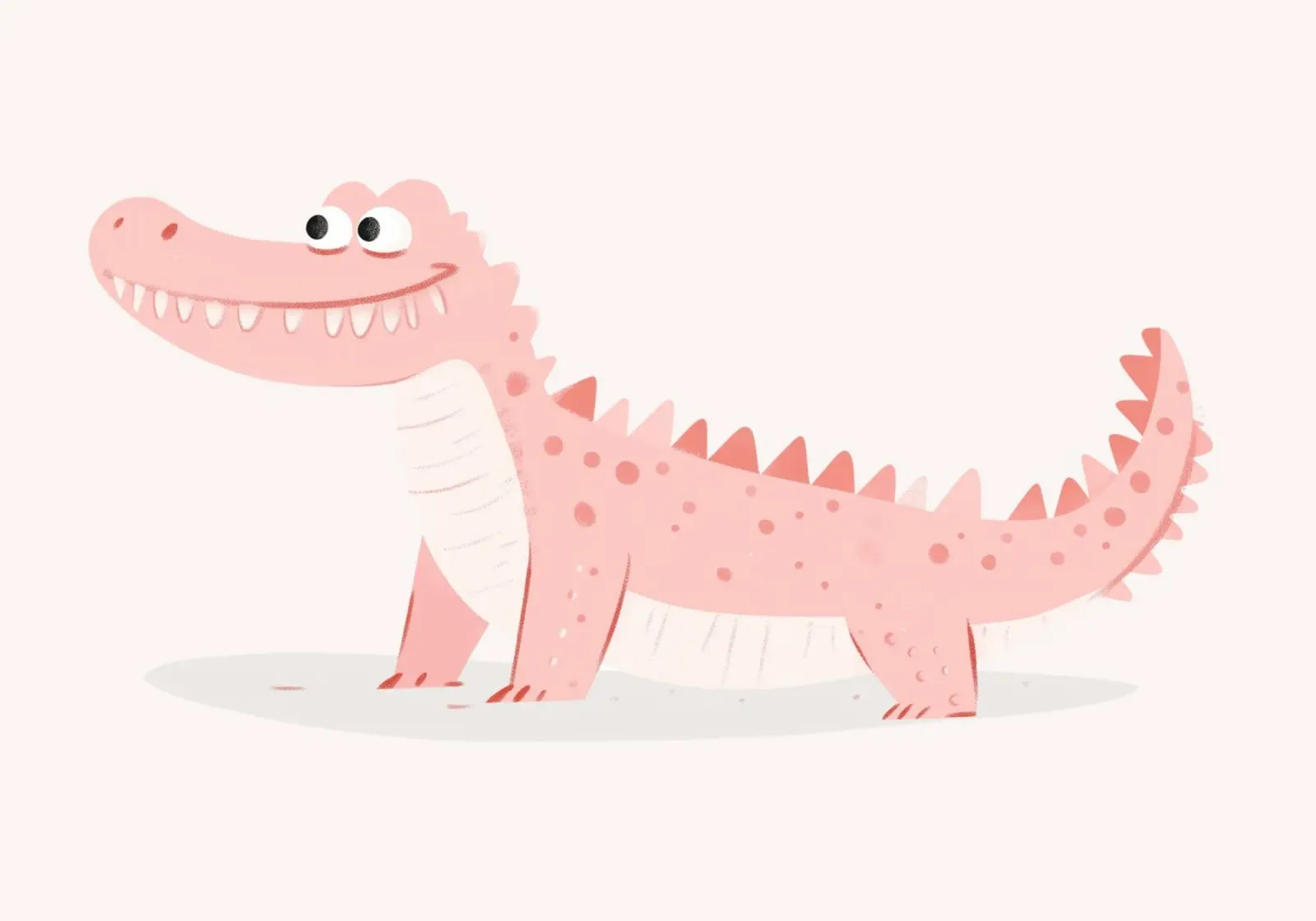 Kawaii Roze Krokodil Dinosaurus Kunst Print, Kinderdecoratie canvas met Baklijst van vintagepod