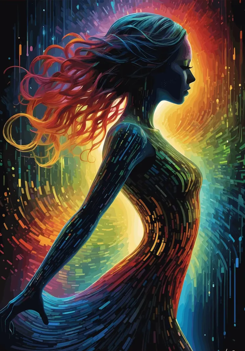 Donna digitale multicolore poster da LM2KONE