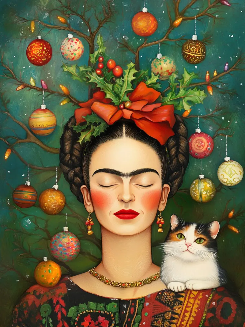 Frida nella foresta invernale poster da Carinaprint