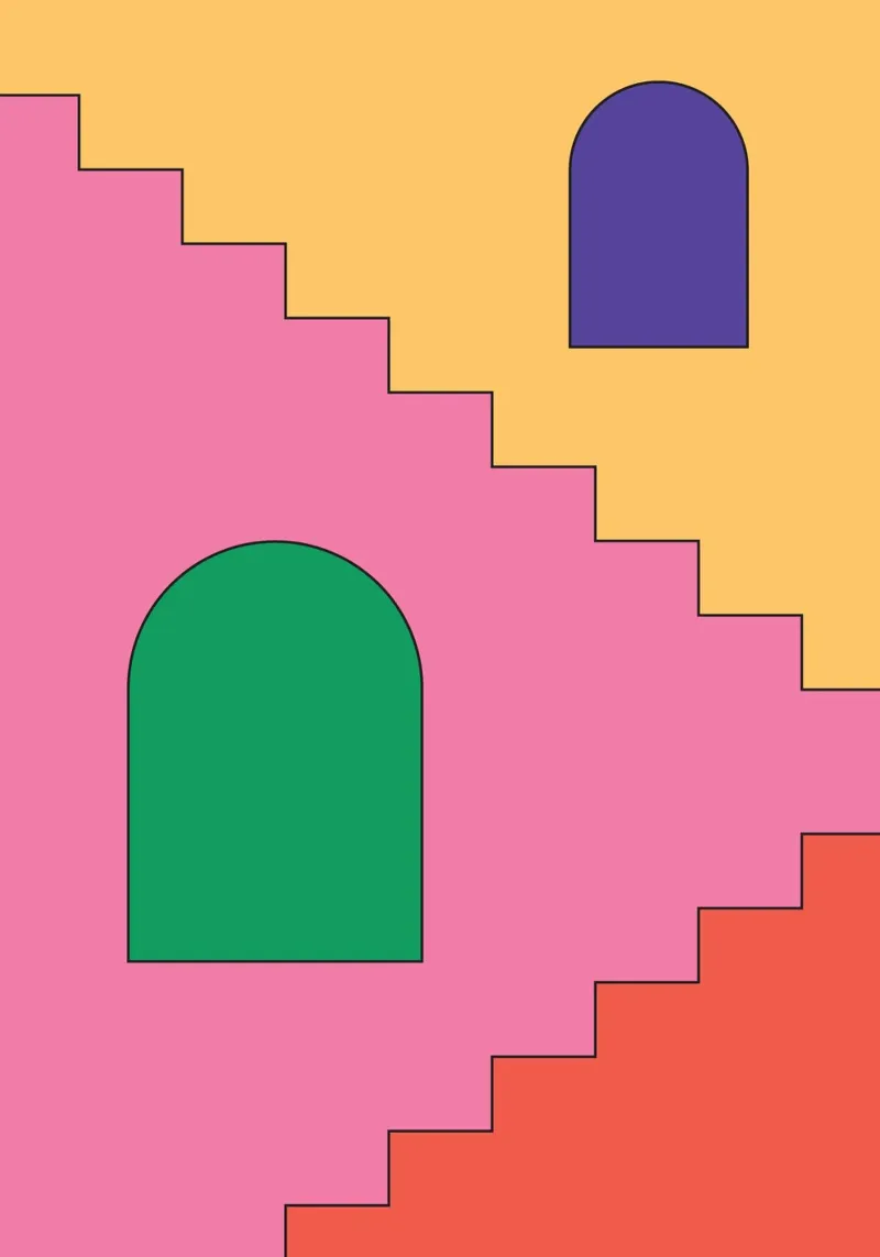 Scala retrò vibrante poster con telaio in alluminio da galihstudio