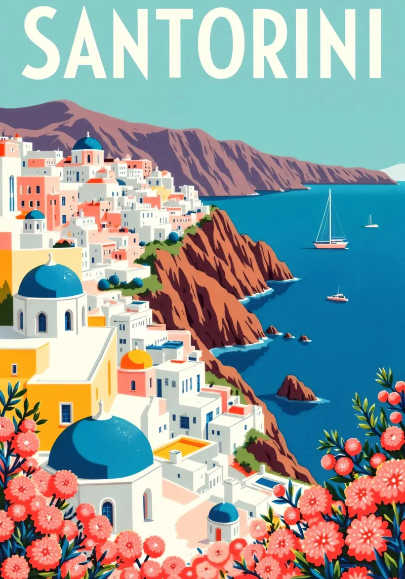 Santorini poster van Artsy Bessy