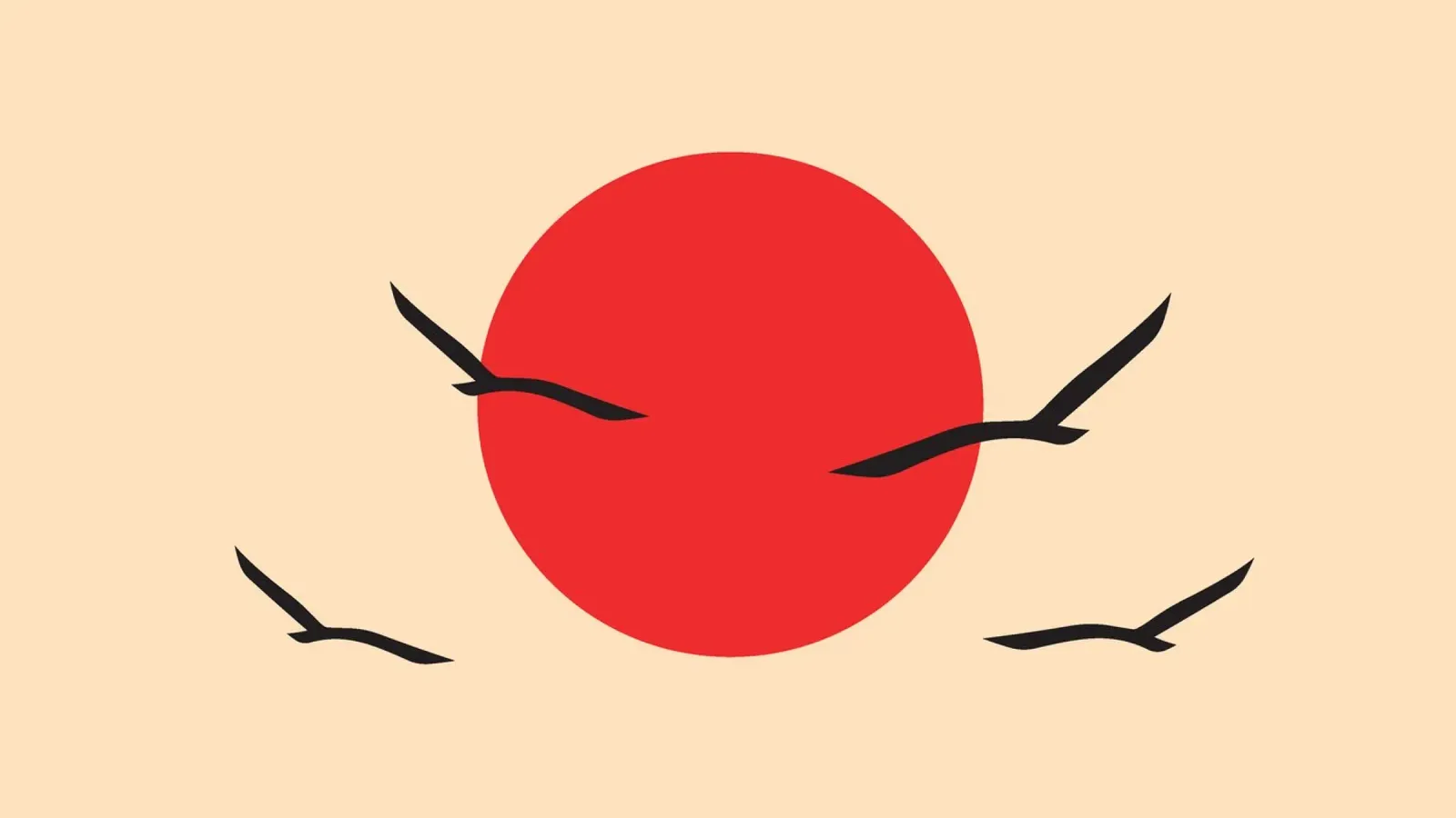 Asia Bandiera rossa del Giappone con uccello poster con telaio in plastica da galihstudio