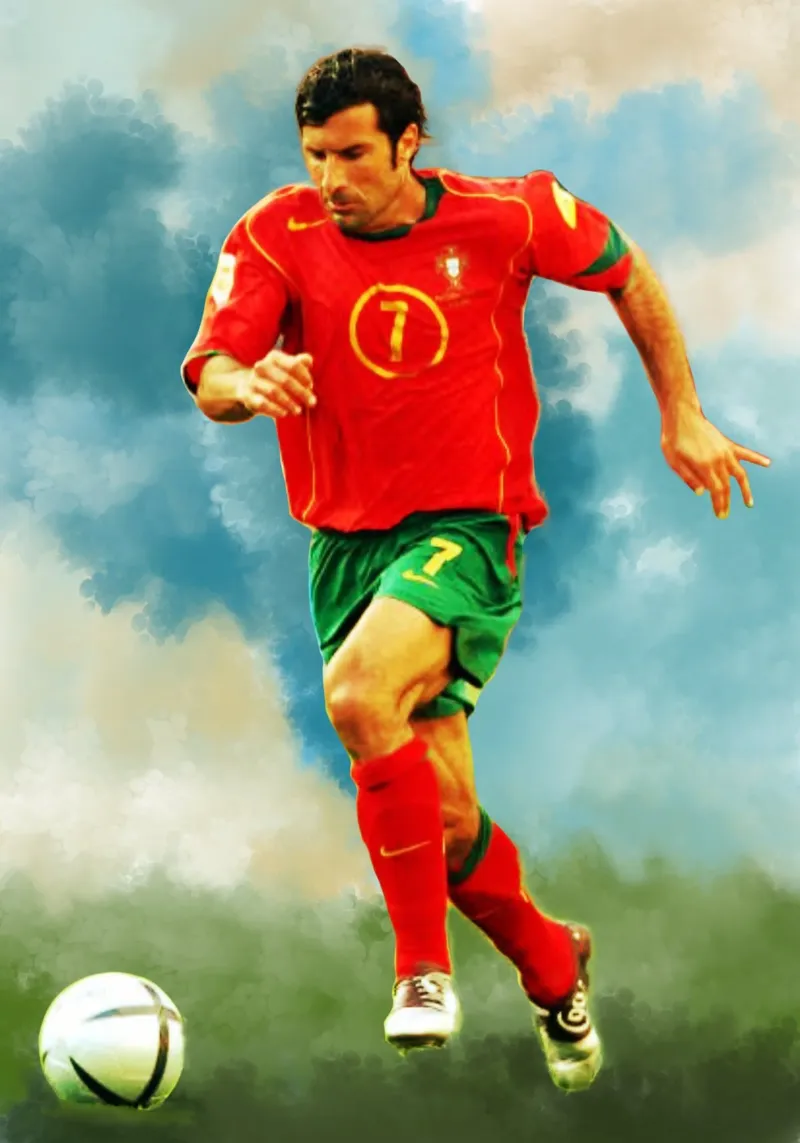 Luis Figo Portogallo leggendario calciatore poster con telaio in plastica da Lembayung art