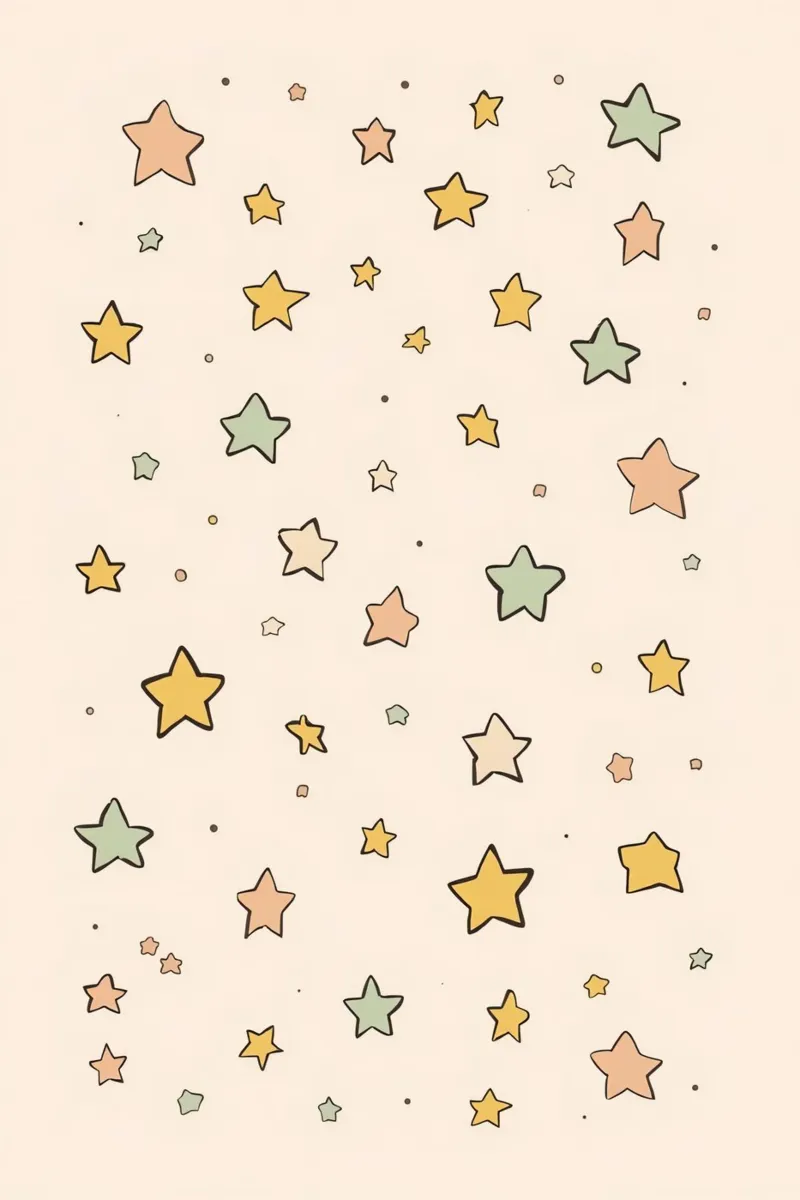 Simpatico motivo di stelle su sfondo color pesca chiaro poster con telaio in legno da DesignDoodle