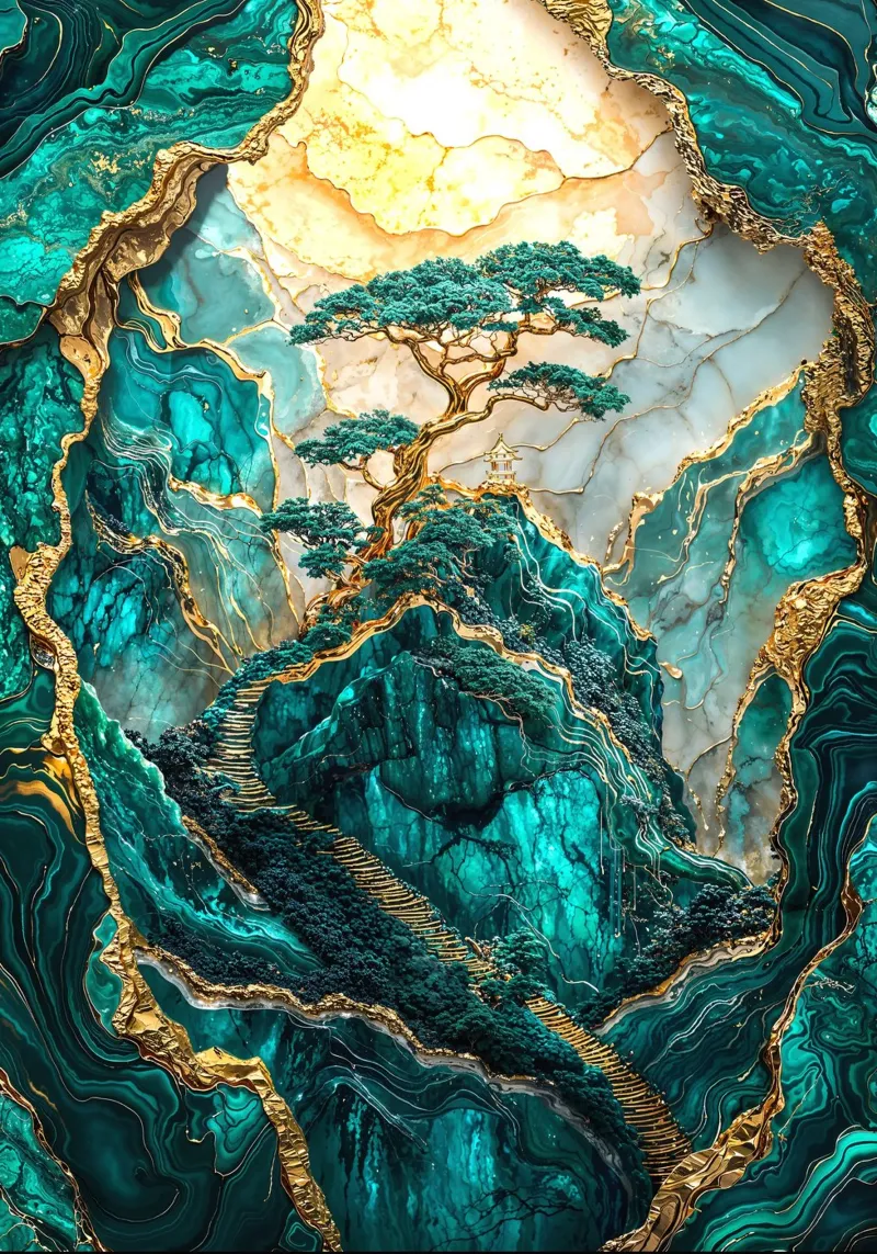 Journey to the Sacred Tree tela con Cornice a cassetta da Pixaverse