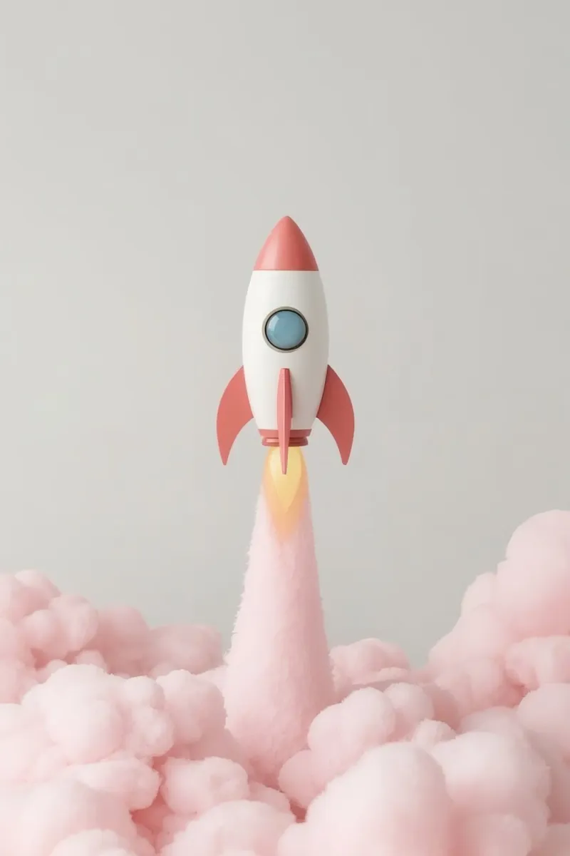 Fusée rétro mignonne s'élançant dans la fumée rose toile avec Caisse américaine de DesignDoodle