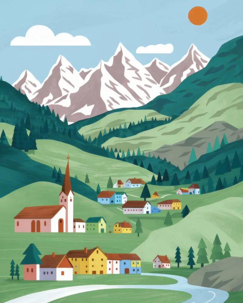 Alpine Valley Serenity canvas met Baklijst van Sure Paint