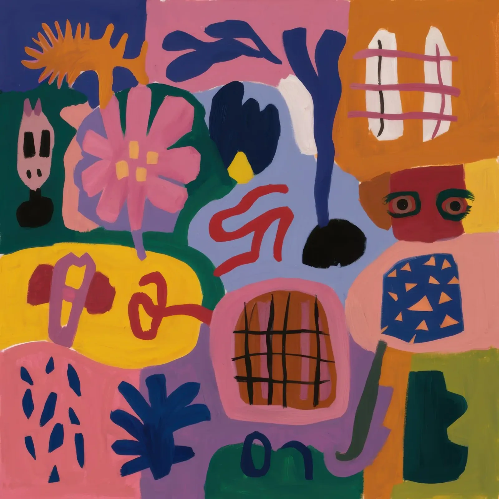 Nachtelijke abstracte tuin canvas met Baklijst van Enter Bloom