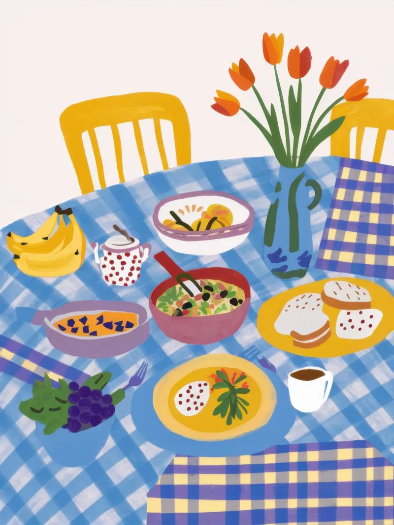 Geruite Tafel Feest canvas met Baklijst van Enter Bloom