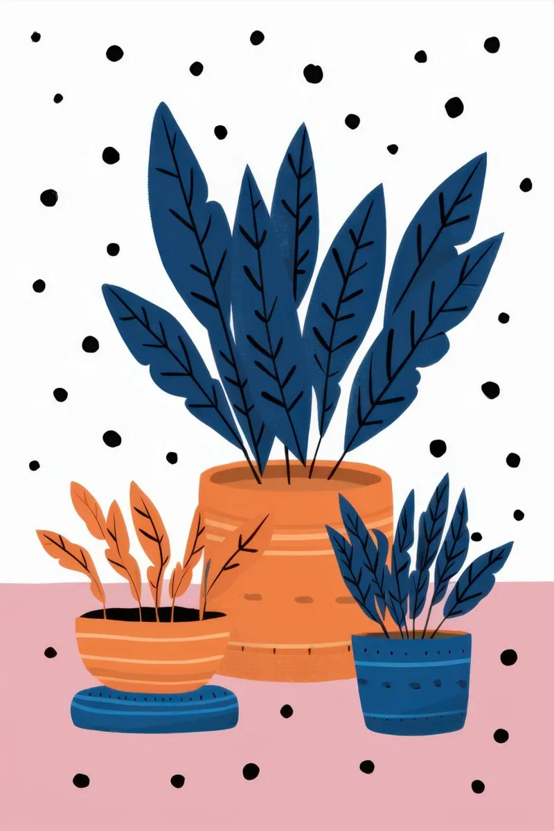 Pianta a pois poster con telaio in legno da Enter Bloom
