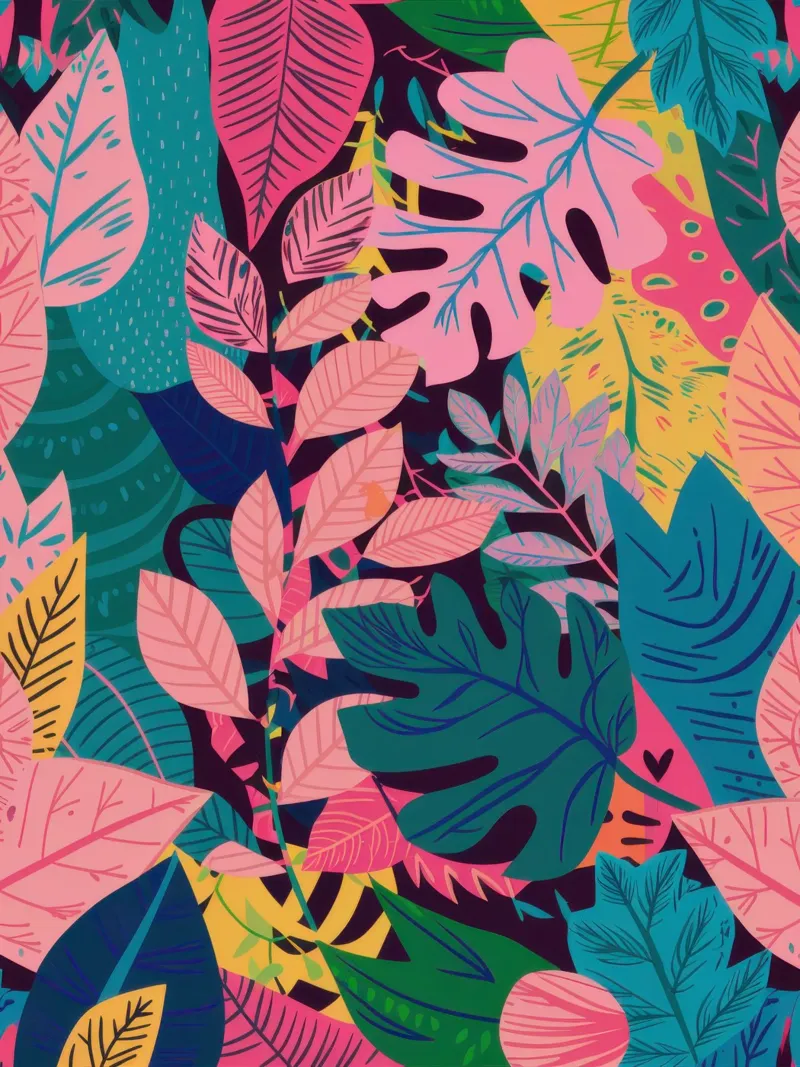 Foglie tropicali crepuscolari poster da Sure Paint
