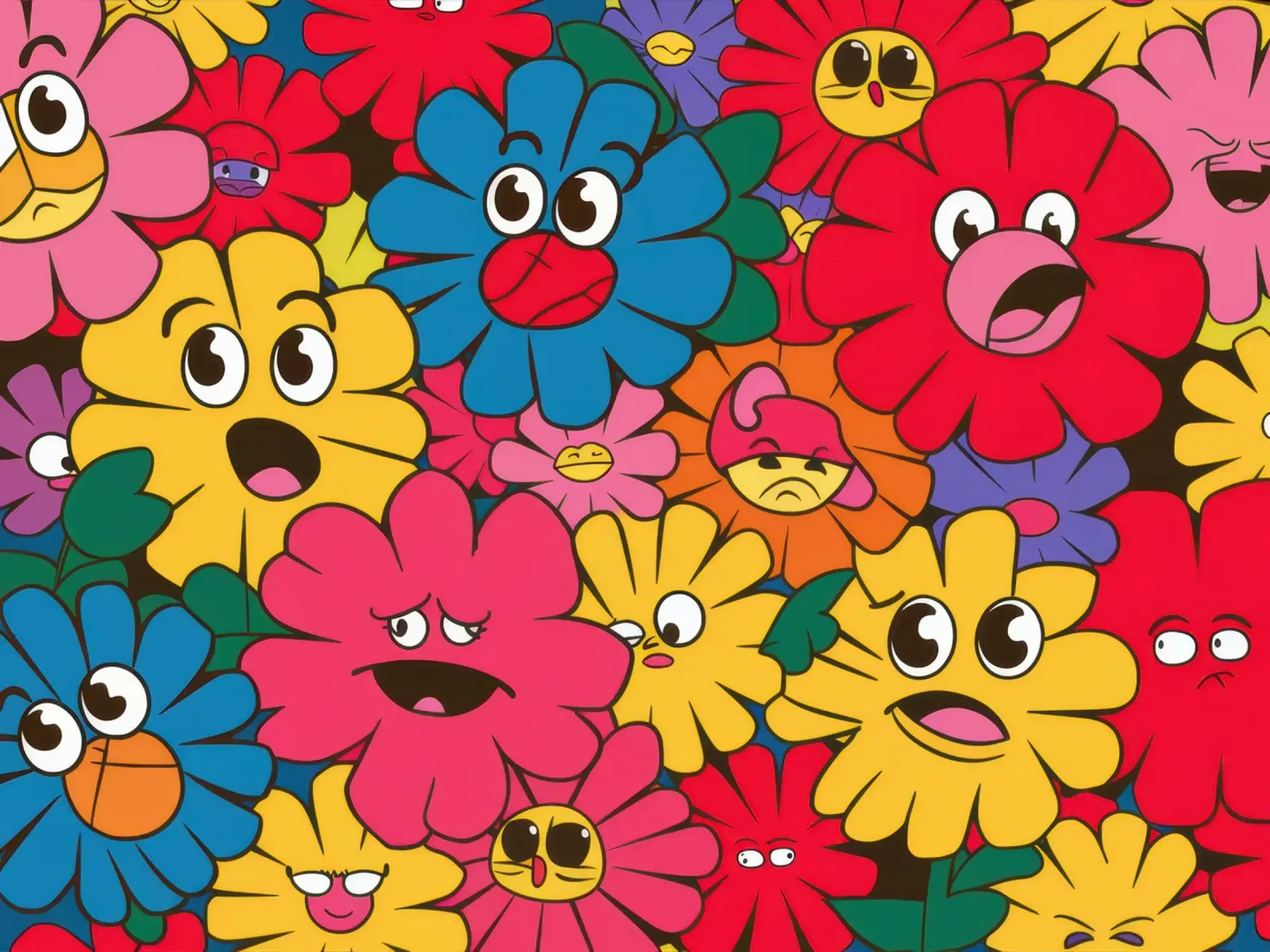 Fiori smile psichedelici poster da Frame Aura