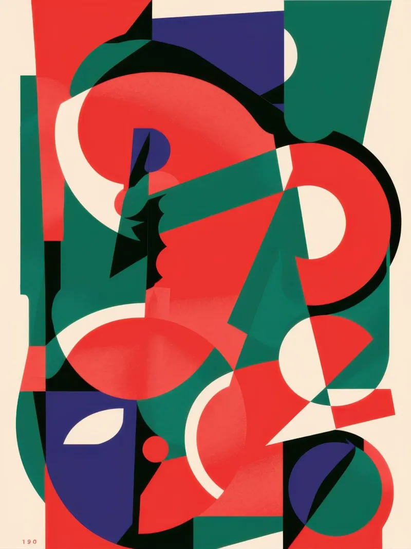 Decostruzione della forma cubista poster con telaio in alluminio da Enter Bloom