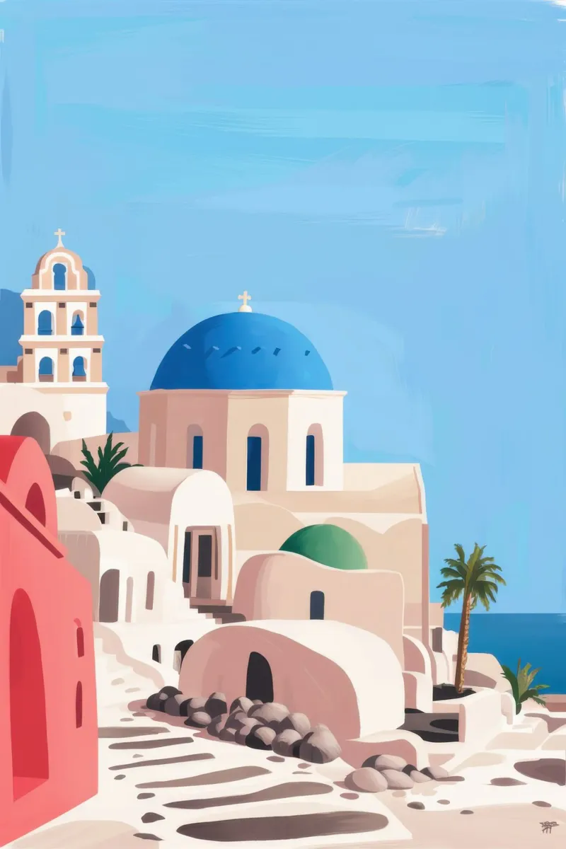 Cappella sul mare di Santorini tela con Cornice a cassetta da Sure Paint