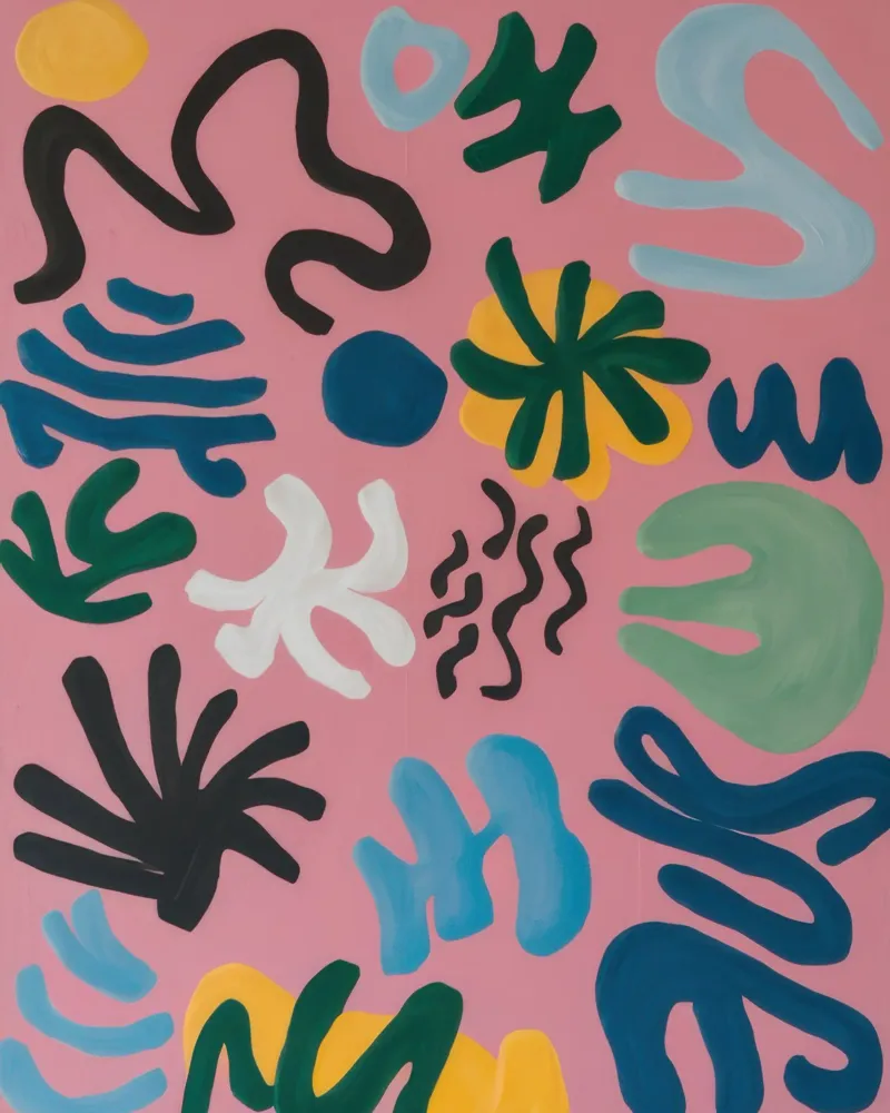 Medley di forme giocose poster con telaio in legno da Enter Bloom