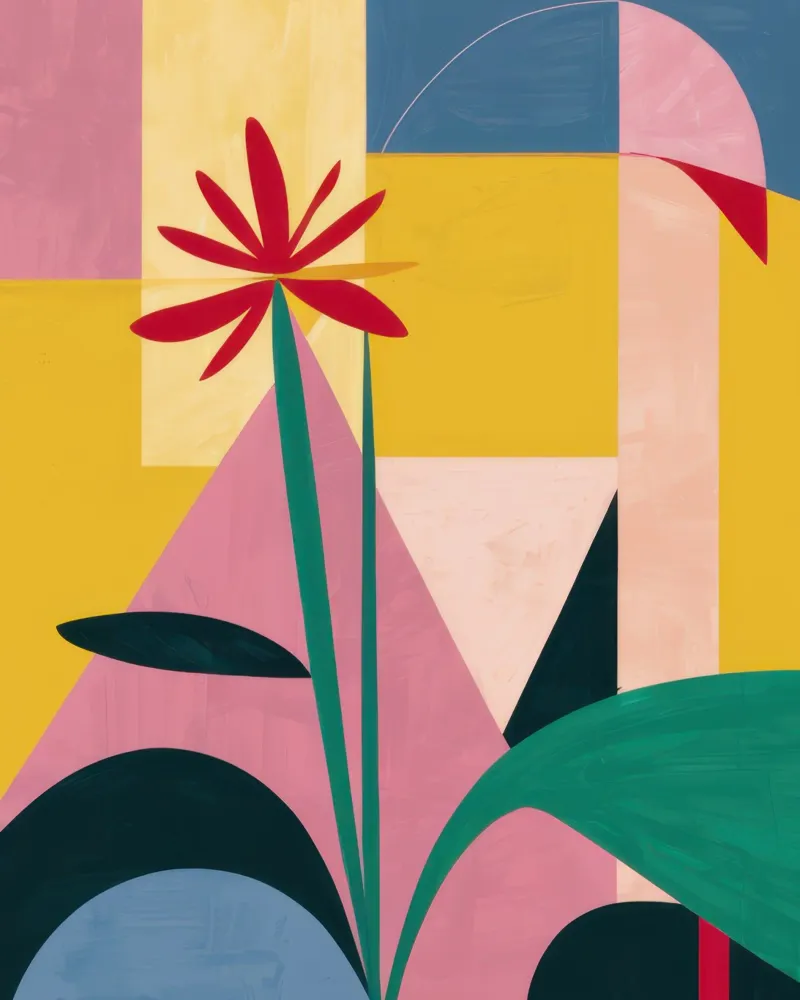 Forma geometrica del fiore poster con telaio in legno da Frame Aura