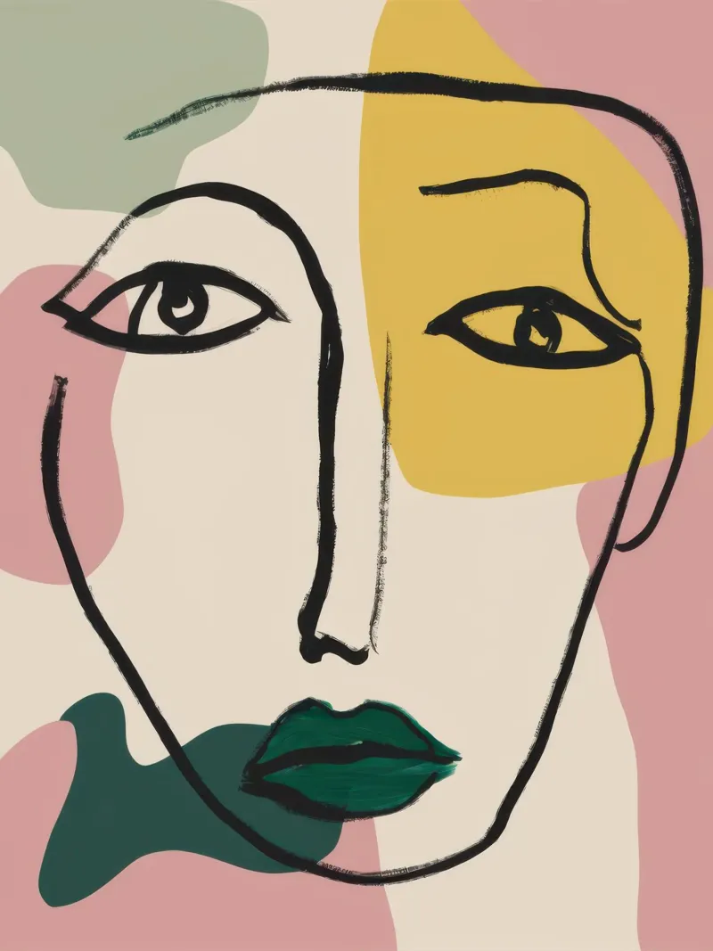 Two Faced Lineal Portrait canvas with Floater frame by Frame Aura