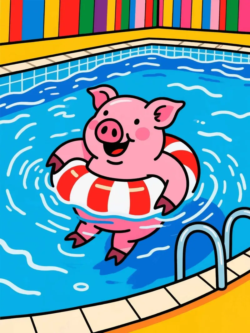 Schattig varkenszwembad poster van knowledge