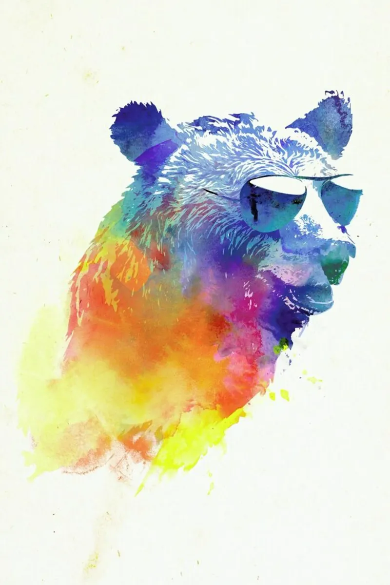 Sunny Bear poster con telaio in legno da Róbert Farkas