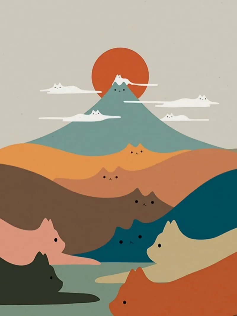 cat shape mountain poster con telaio in plastica da melts