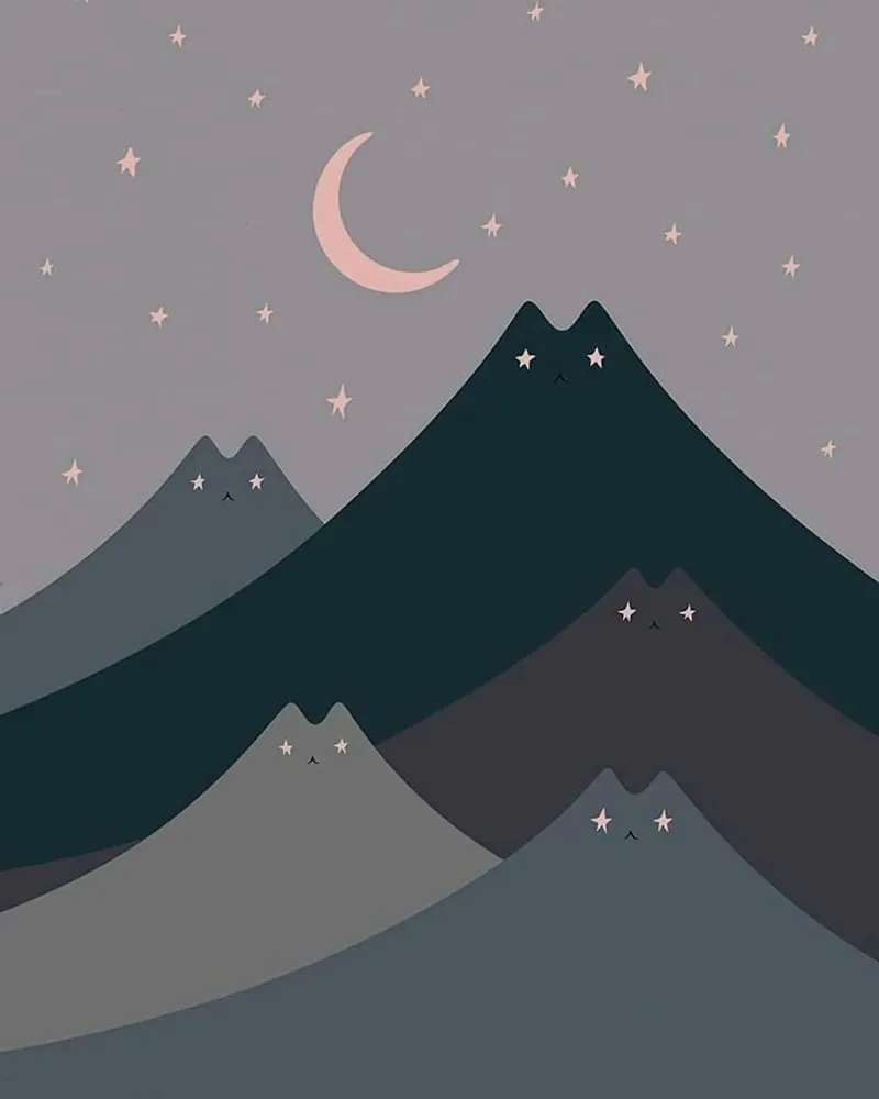 cat shape mountain wave in moonight canvas with Floater frame by melts
