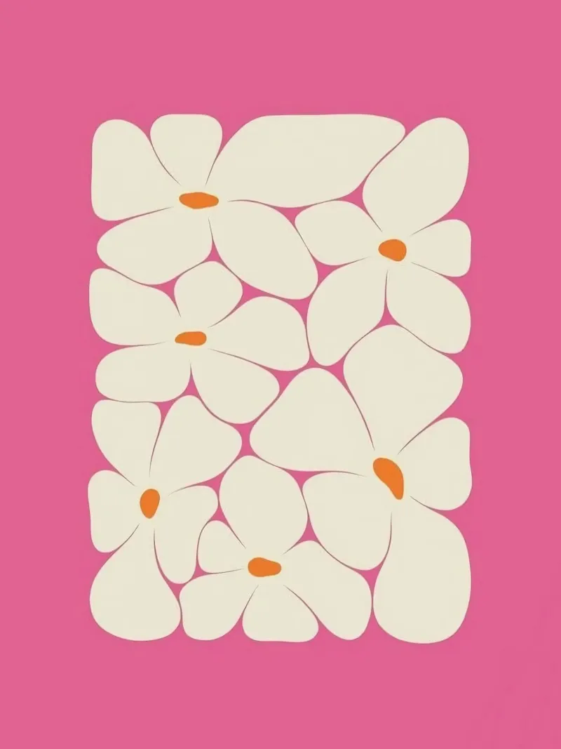 shape flower in pink background poster van hamily