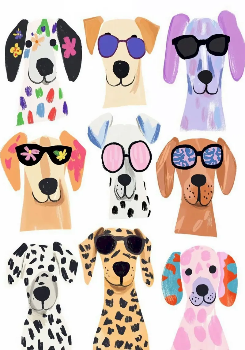 dog cool in collection tela con Cornice a cassetta da melts