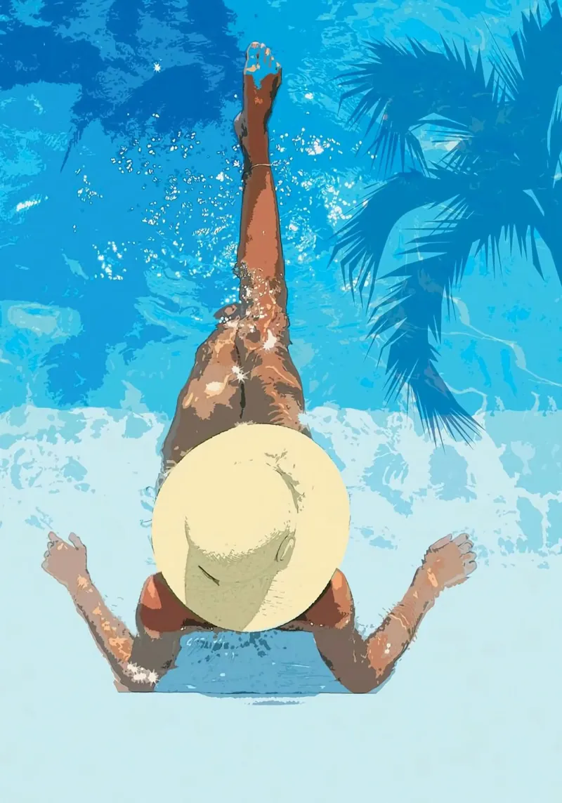 chill in pool girl tela con Cornice a cassetta da melts