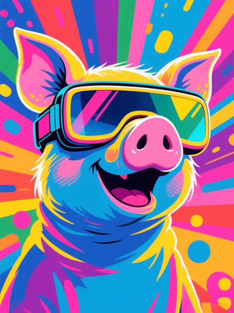 Color Piggy VR Tech poster con telaio in alluminio da knowledge