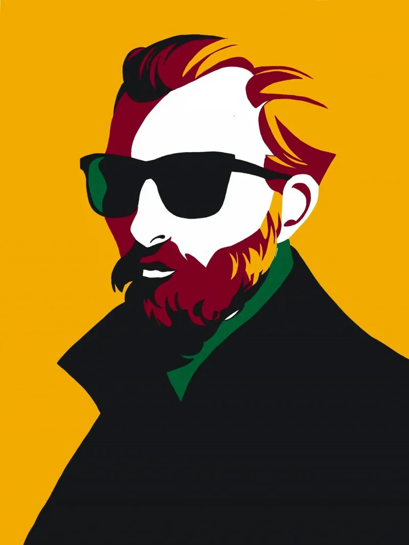 man in black yellow poster da huminity