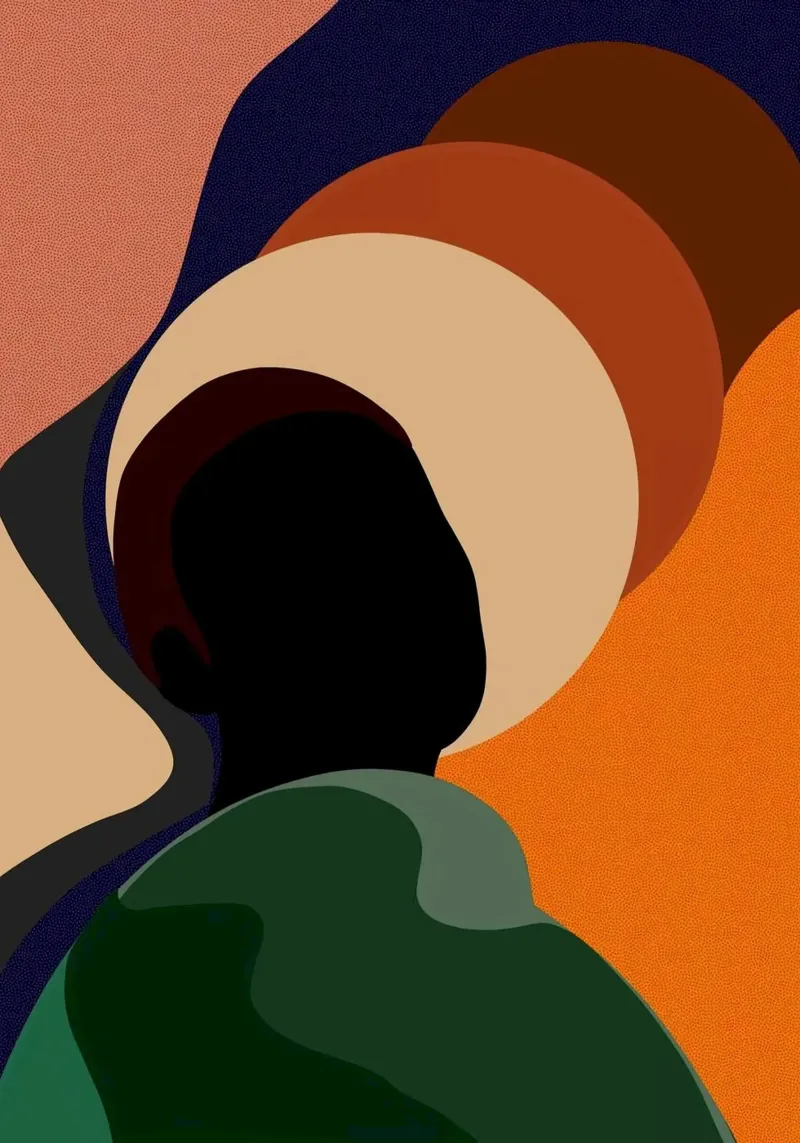 abstract man with circle poster con telaio in alluminio da huminity